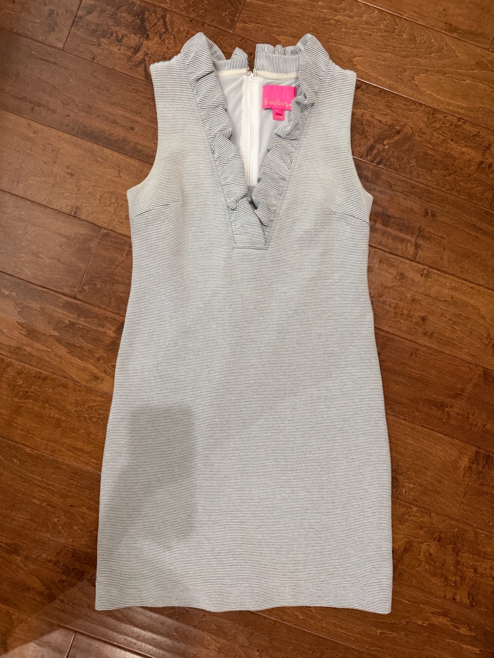 Lilly Pulitzer Striped Sleeveless Ruffle V-Neck Sheath Dress